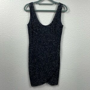 Vintage Cache Beaded Sheath Mini Dress Black LBD Cocktail Formal Silk Sz 8